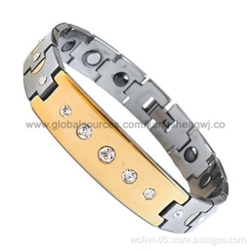 Nice Present and Popular Design Healthy Magnetic Tungsten Bracelet with Gold Plating for Couples